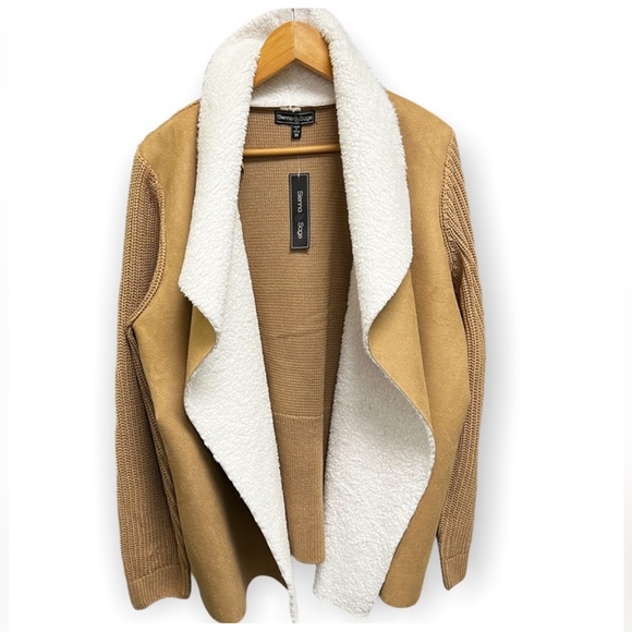 SIENNA SAGE SHEARLING SUEDE OPEN CARDIGAN - Picture 3 of 7